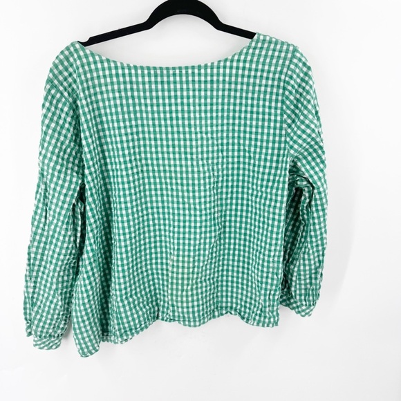 ✅ J. CREW FACTORY SEERSUCKER Green AND WHITE Gingham Women's Top SIZE 2X - Picture 5 of 5